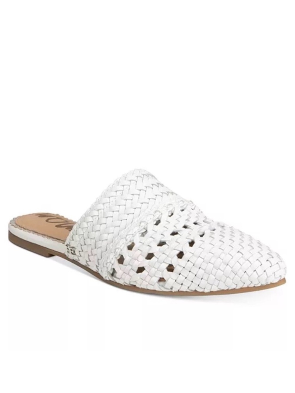 Sam Edelman Natalya Woven Leather Flat Mules in White Size 8.5M
